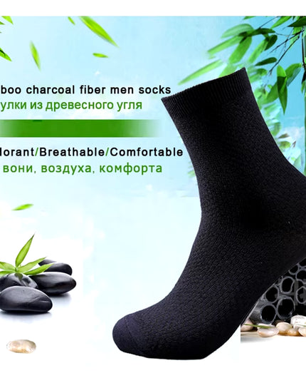 10 Pairs/Lot Men'S Bamboo Fiber Socks 2025 New Compression Autumn Long Black Business Casual Man Dress Sock Gift plus Size 42-45