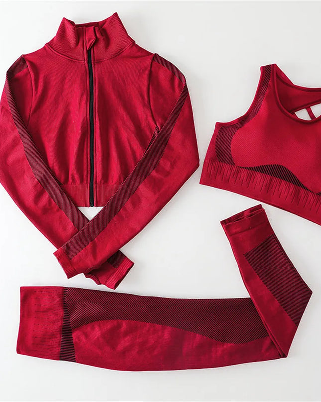 Women Fitness Sport Yoga Suit Seamless Women Yoga Sets Long Sleeve Yoga Clothing Female Sport Gym Suits Wear Running Clothes