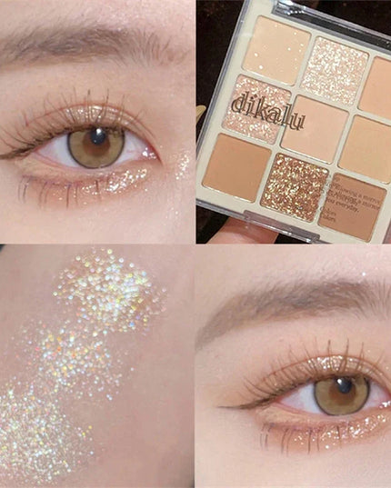 New 9 Colors Nude Shimmer Matte Eyeshadow Pallete Glitter Eyeshadow Long Lasting Waterproof Eye Pigments Shine Eyeshadow Makeup