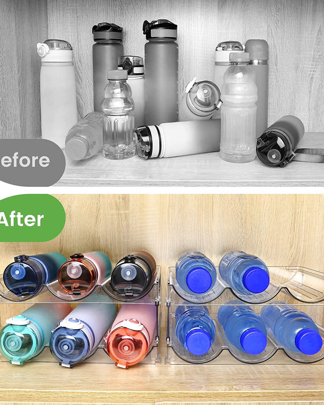 Water Bottle Organizer for Cabinet, Water Bottle Storage Organizer, 2 Packs Water Bottle Storage Rack, Water Bottle Holder for Cabinet, Stackable Water Bottle Storage Rack