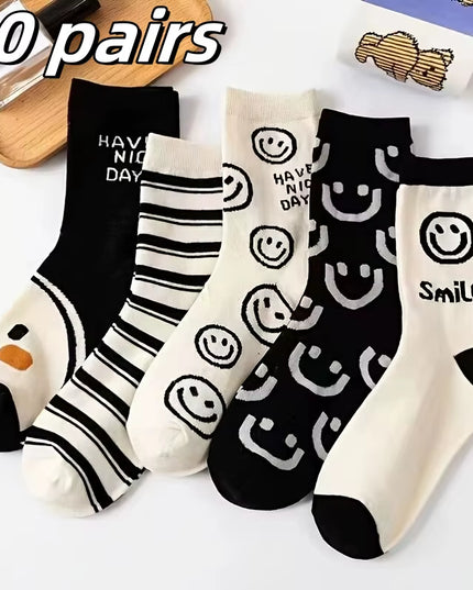 5 Pairs Womens Socks Lovely Cow Pattern Short Socks Creative Printing Socks Ankle Sock