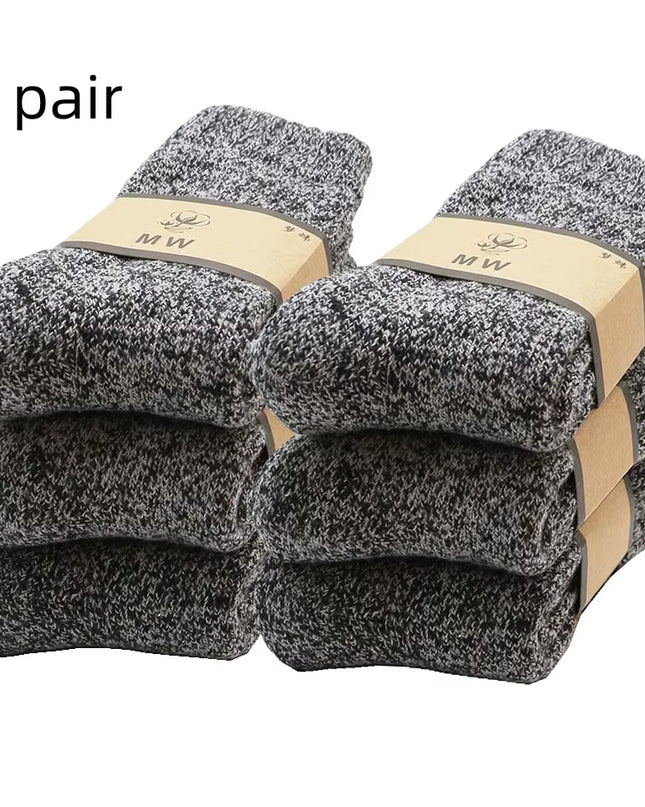 Winter Men'S Merino Wool Socks Super Thick Warm High Quality Harajuku Retro Snow Casual Antifreeze Cashmere Socks Men 3 Pair