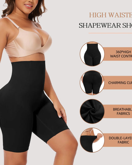 2 Packs Tummy Control Shapewear Shorts Faja Body Shaper for Women High-Waisted Thigh Slimming
