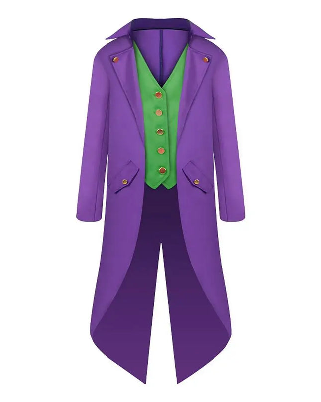 Joker Costume for Men Pirate Jacket Men Steampunk Coat Tailcoat Lightweight for Halloween Photos Vampires Boys Aged 6-14 Kids