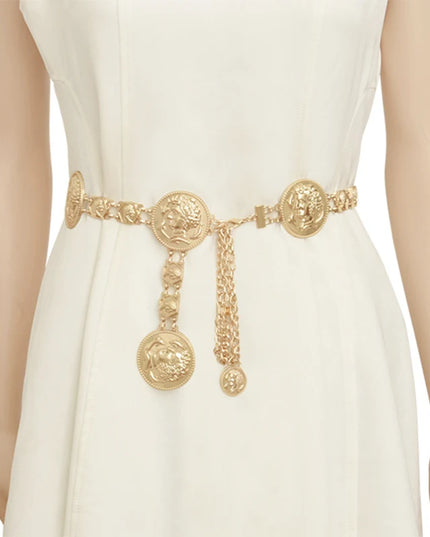 Gold Chain Belt Designer Belts for Women High Quality Waist Ketting Riem Silver Metal Big Coin Cinturon Mujer Cummerbunds