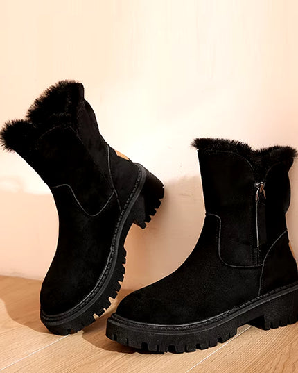Women'S Boots plus Sizes 41 42 43 Suede Platform Knee High Boots Slim Winter plus Velvet Stretch Boots round Toe Shoe Woman Buty