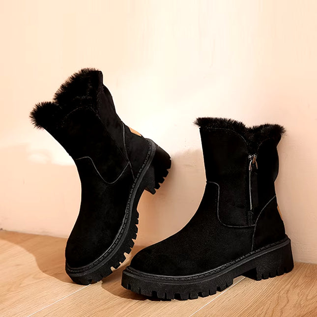 Women'S Boots plus Sizes 41 42 43 Suede Platform Knee High Boots Slim Winter plus Velvet Stretch Boots round Toe Shoe Woman Buty