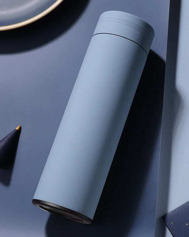 500ml Stainless Steel Vacuum Thermal Water Bottle with Digital Temperature Display - Leakproof Frosted Thermos for Coffee and Milk