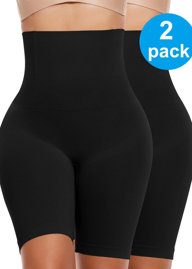 2 Packs Tummy Control Shapewear Shorts Faja Body Shaper for Women High-Waisted Thigh Slimming