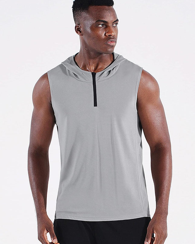 Men'S Running Tank Tops 3 Pack Sleeveless Workout Athletic Shirts with Hoods