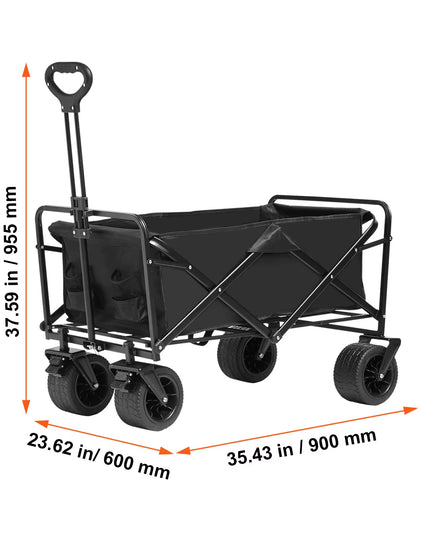 Collapsible Folding Wagon Beach Wagon Cart with All-Terrain Wheels Drink Holders Sports Wagon for Camping Shopping
