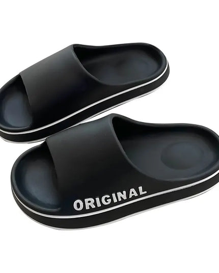 Women Letter Slippers Beach Slides Solid Color Mens Thick Sole Indoor Bathroom anti Slip Shoes Summer Couple Sandals