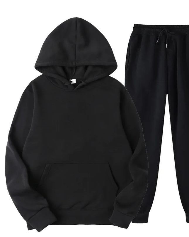 New Men Set Spring Autumn Fashion Mens Tracksuit Cotton Comfortable Two Piece Casual Sportswear Set Male Hoodies + Pants Solid