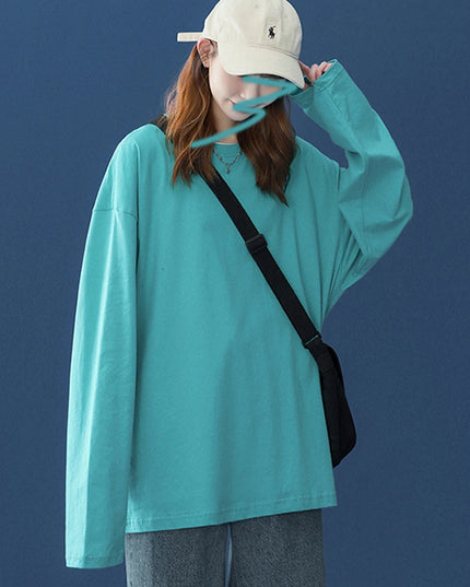 2025 Autumn Long Sleeve T-Shirt Women Basic Tee Shirt Oversize T Shirt Women Casual O-Neck Women Tshirt