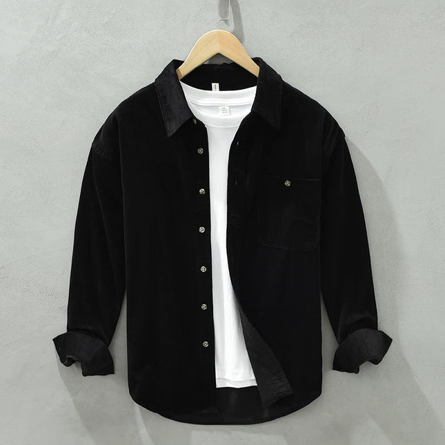 New Italy Quality Corduroy Cotton Shirt Men Brand Trend Thickness Long Sleeve Comfortable Tops Clothing Chemise Homme Drop-Ship