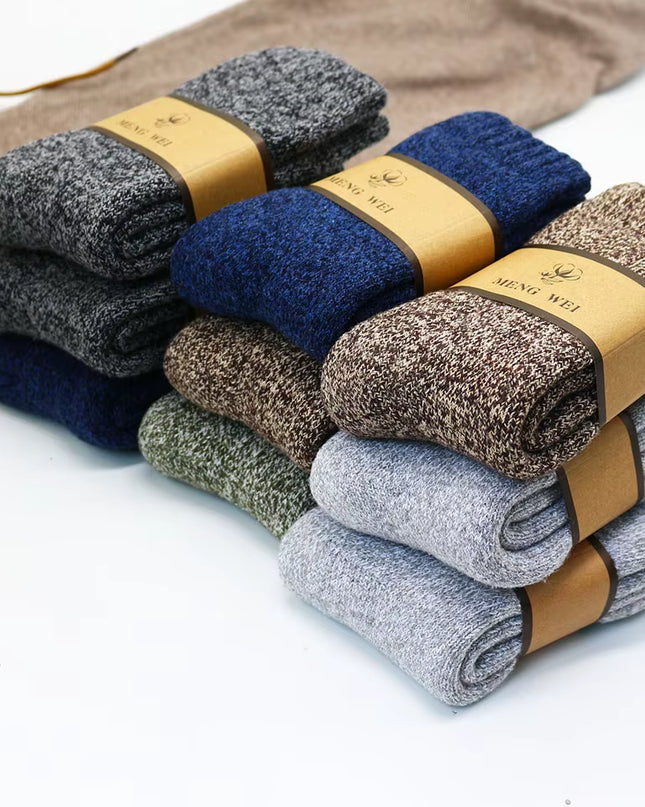 Winter Men'S Merino Wool Socks Super Thick Warm High Quality Harajuku Retro Snow Casual Antifreeze Cashmere Socks Men 3 Pair