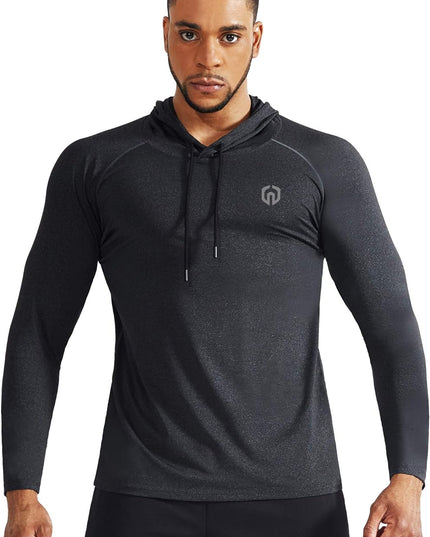 Men'S Dry Fit Athletic Shirt Workout Running Long Sleeve Shirts with Hoods