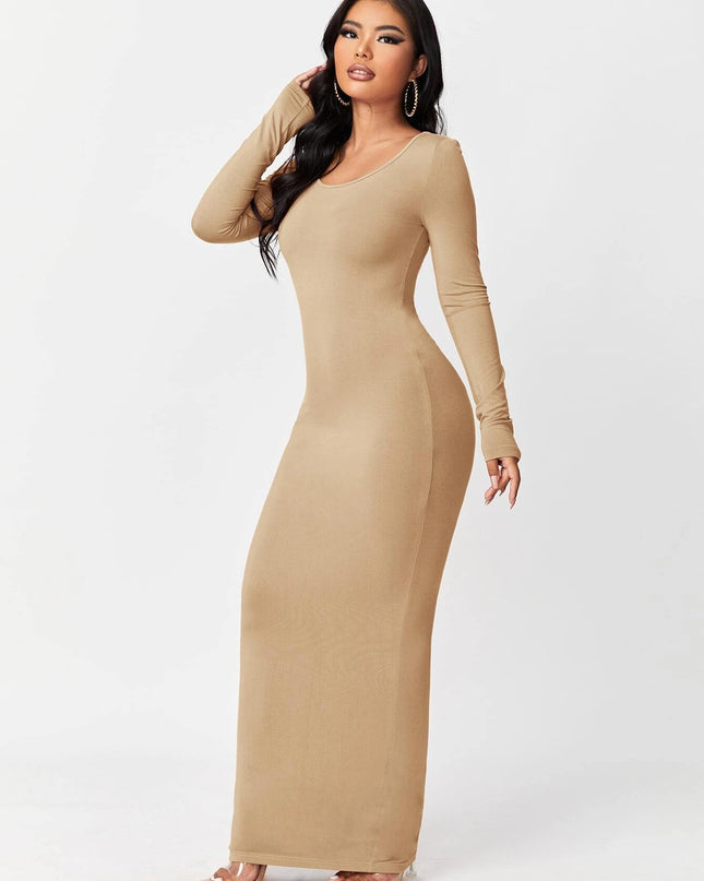SXY Solid Maxi Bodycon Dress