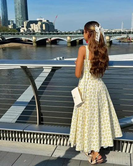 Mingmingxi Elegant Summer Midi Dress 2024 New Arrivals Floral Print Holiday Flare Party Dress Casual Women Dress Wholesale