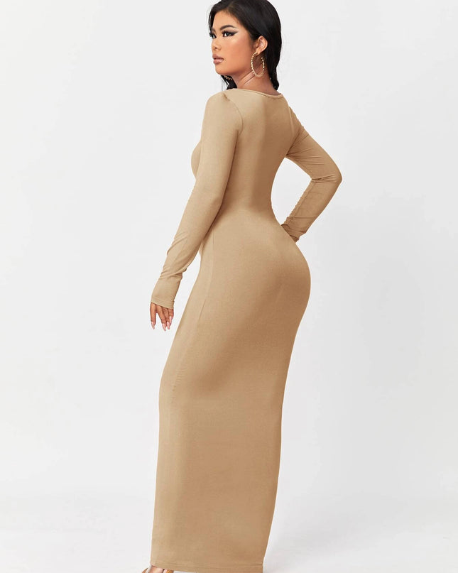 SXY Solid Maxi Bodycon Dress