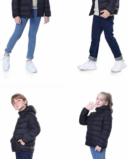 Hooded Puffer Jackets for Boys and Girls – Lightweight and Packable – Autumn and Winter Coat, Warm and Comfy