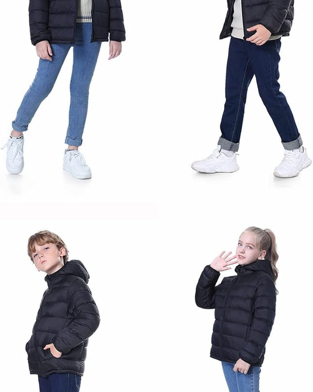 Hooded Puffer Jackets for Boys and Girls – Lightweight and Packable – Autumn and Winter Coat, Warm and Comfy