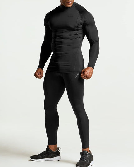 Men'S UPF 50+ Mock Long Sleeve Compression Shirts, Athletic Workout Shirt, Base Layer for Water Sports