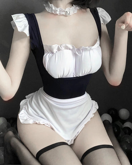 Maid Dress Cosplay Costumes Women Sexy Lingerie Perspective Erotic Underwear Maid Classical Lace Outfit Porno Suit