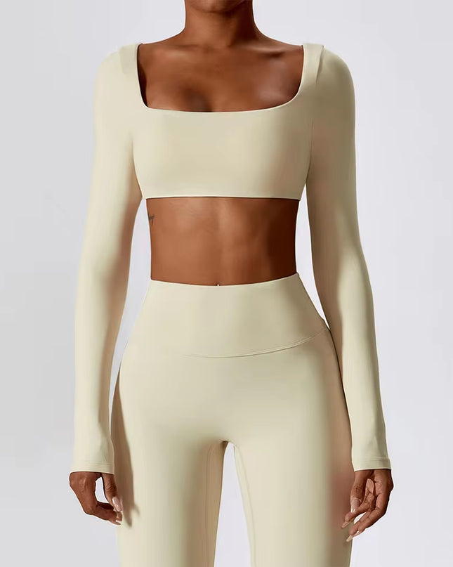 Sexy Yoga Shirts Crop Top Long Sleeves Shirts for Women Yoga Sports Fitness Gym Clothes Workout Tops Sports Shirts