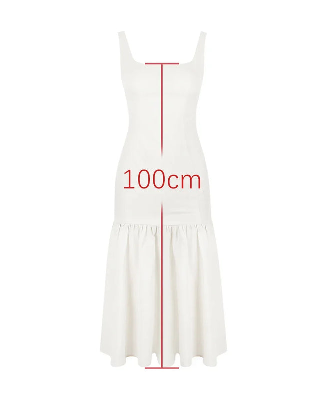 Mingmingxi Summer Midi Holiday Dress 2024 New Arrivals Red Spaghetti Strap Elegant Hem Dress Casual Birthday Party Dresses