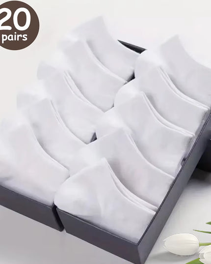 10/20/40 Pairs Men'S Boat Socks Business Sport Sweat Absorption Mature Summer Autumn Solid Color Versatile Ankle Socks