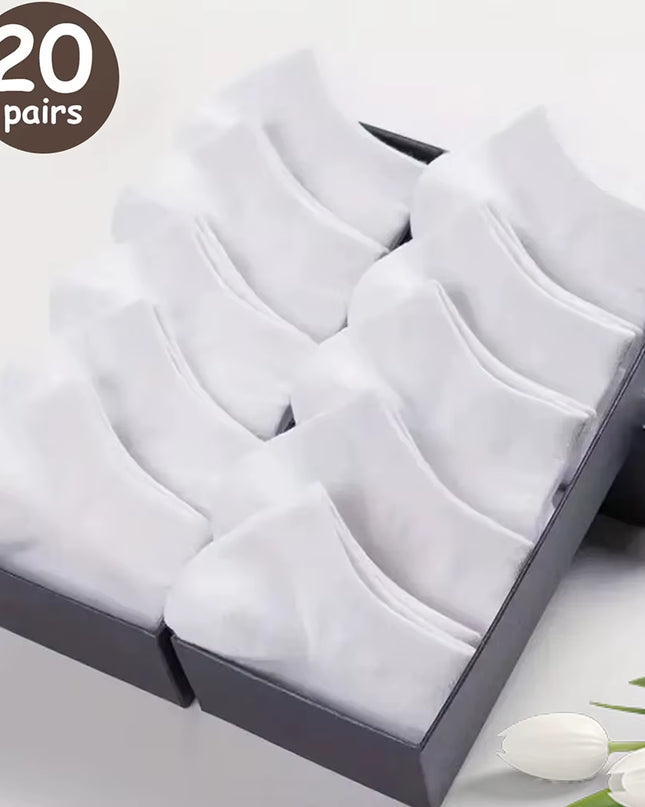 10/20/40 Pairs Men'S Boat Socks Business Sport Sweat Absorption Mature Summer Autumn Solid Color Versatile Ankle Socks
