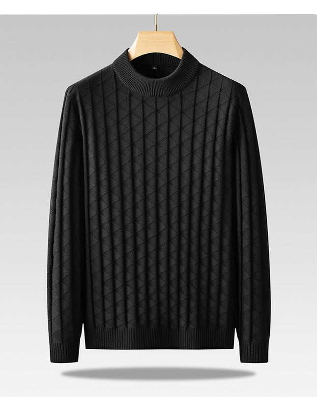 Men'S plus Size Knitted Sweater Loose round Neck Bottoming Shirt
