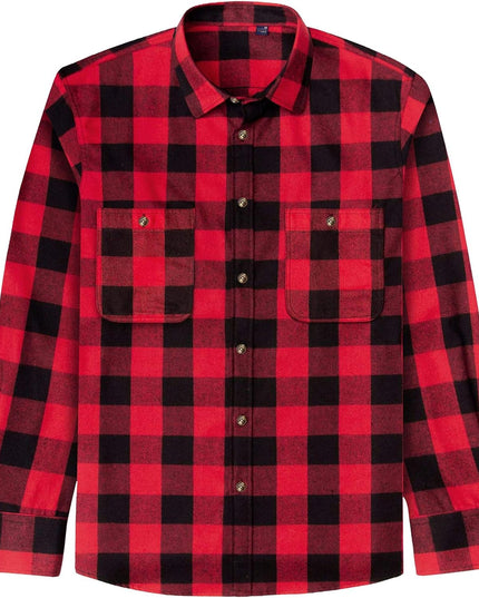 Men'S Plaid Flannel Shirt Long Sleeve Casual Button down Shirts Regular Fit Cotton Office Work Tops with Pockets