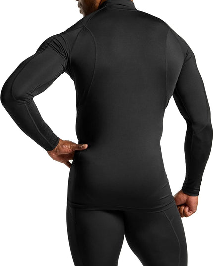 Men'S UPF 50+ Mock Long Sleeve Compression Shirts, Athletic Workout Shirt, Base Layer for Water Sports