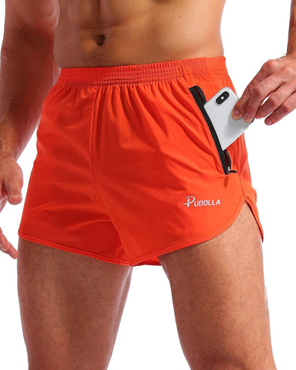 Men’S Running Shorts 3 Inch Quick Dry Gym Athletic Workout Shorts for Men with Zipper Pockets