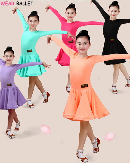 New Girls Ballroom Dancing Waltz Tango Dress Kids Salsa Bachata Latin Dance Costume Latin Dancing Clothes for Sale