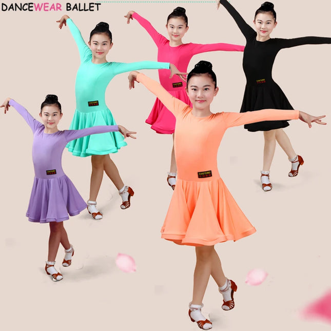 New Girls Ballroom Dancing Waltz Tango Dress Kids Salsa Bachata Latin Dance Costume Latin Dancing Clothes for Sale