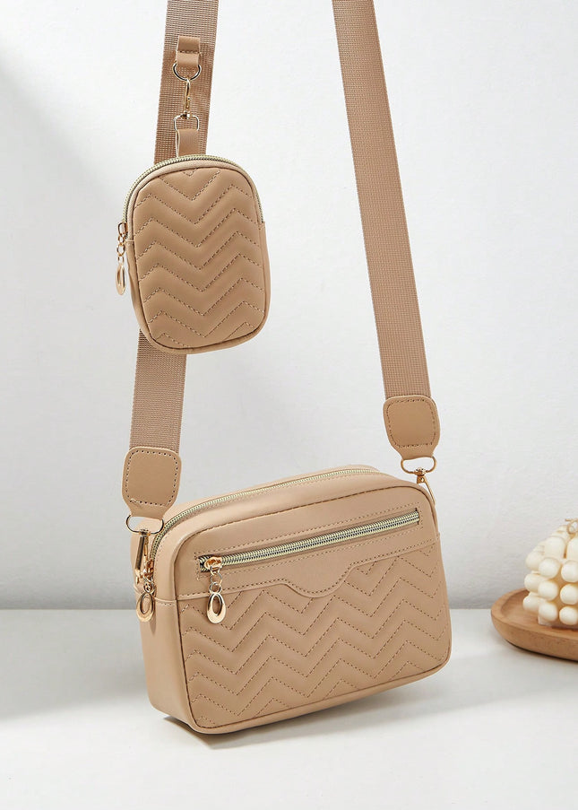 1 Piece Women'S Small Square Shoulder Bag, Quilted Crossbody Handbag with Coin Purse