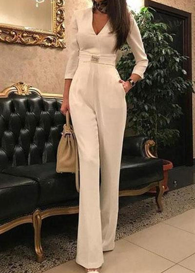 European and American New Women'S Wear Jumpsuit Ebay Quick Sell Sexy Deep V7 Split Sleeve Jumpsuit