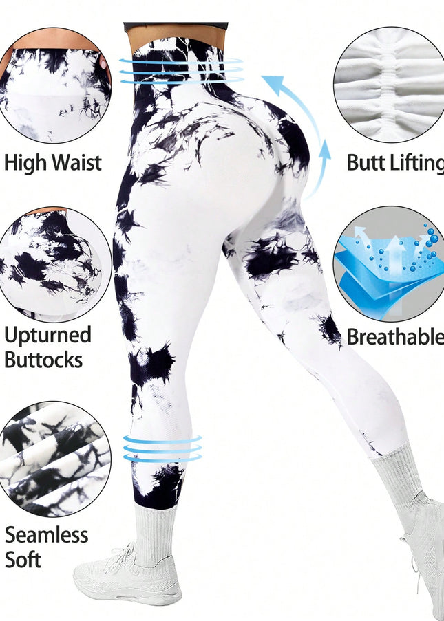 Core Rhythm Tie Dye Tummy Control Sports Leggings