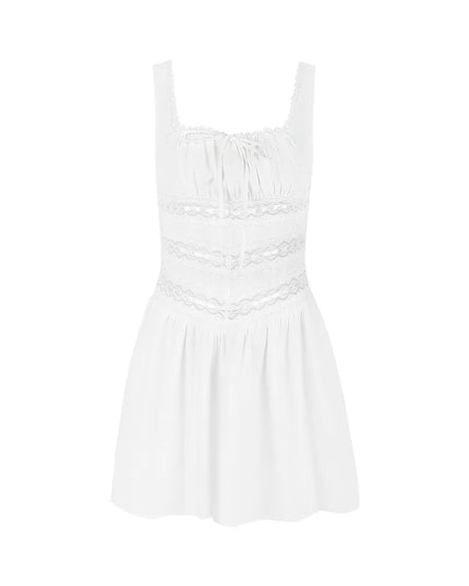 Elegant Casual Women'S Dresses 2022 Cotton White Dress Sexy Birthday Dress V Neck a Line Holiday Lace Party Dresses Vintage