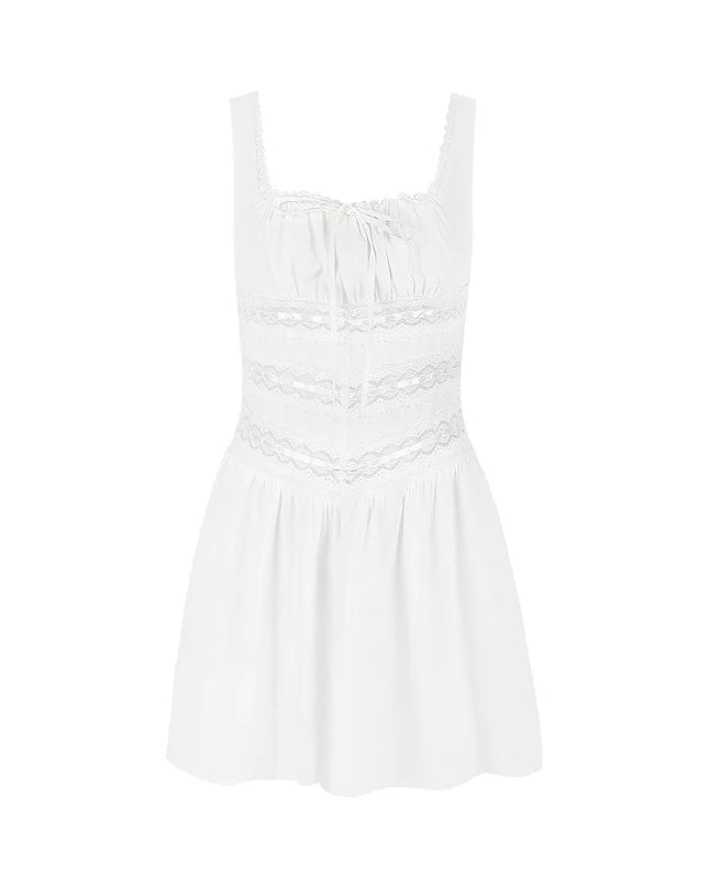 Elegant Casual Women'S Dresses 2022 Cotton White Dress Sexy Birthday Dress V Neck a Line Holiday Lace Party Dresses Vintage