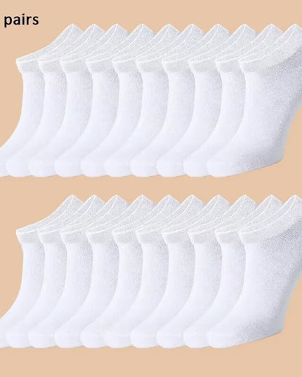 10/12/20/40 Pairs Men Boat Socks Business Sport Sweat Absorption Mature Summer Autumn Solid Color Soft Non Pilling Ankle Socks