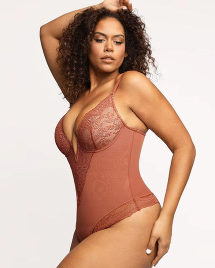 Lace Shapewear Bodysuit for Women Tummy Control Body Shaper V Neck Fajas Sculpting Tank Tops Slimming Camisole Corset