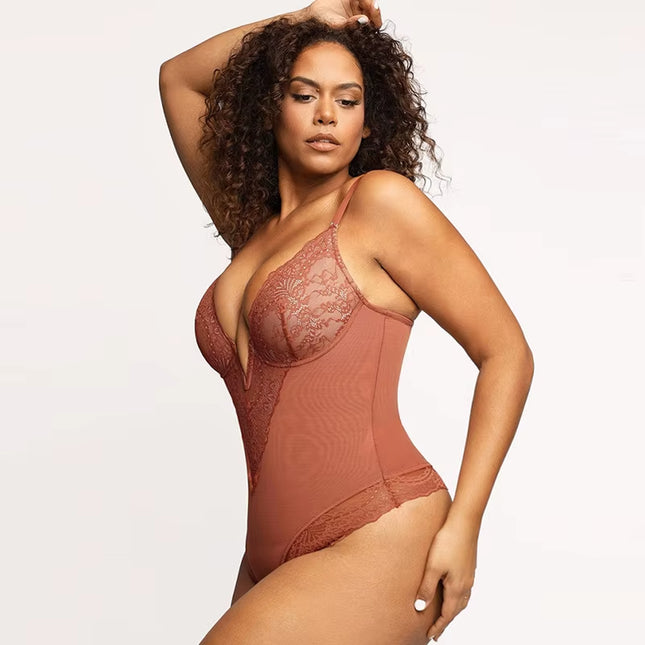 Lace Shapewear Bodysuit for Women Tummy Control Body Shaper V Neck Fajas Sculpting Tank Tops Slimming Camisole Corset
