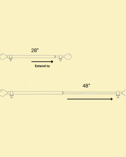 Black Extendable Double Curtain Pole with Elegant Crystal Ball Finials-3