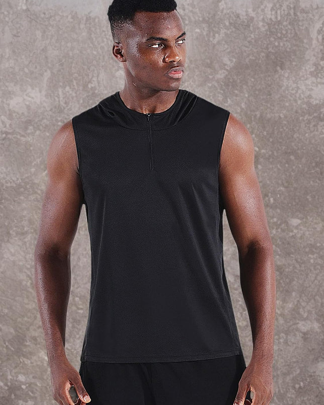 Men'S Running Tank Tops 3 Pack Sleeveless Workout Athletic Shirts with Hoods