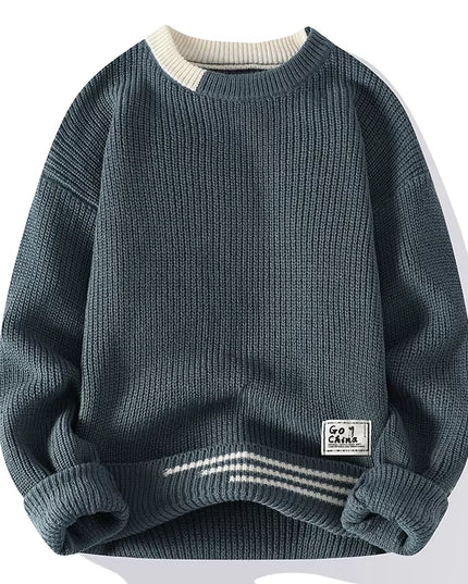 New Autumn Winter Korean Knit Pullovers Men Fashion Knitted Sweater Mens O-Neck Patchwork Casual Knitwear Slim Pullover Sweaters