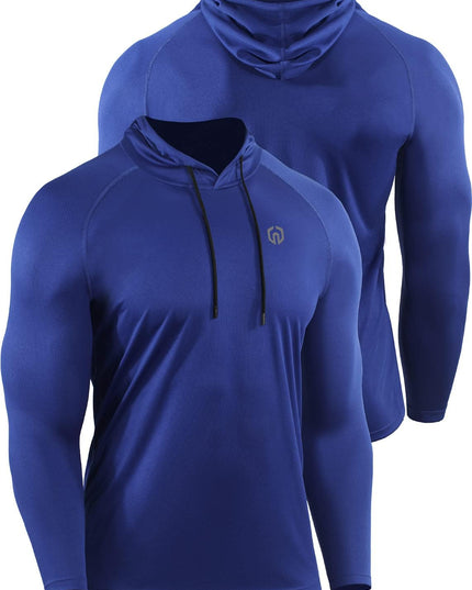 Men'S 3 Pack Mesh Running Shirt Long Sleeve Workout Athletic Shirts with Hoods,5095,White/Grey/Blue,3Xl